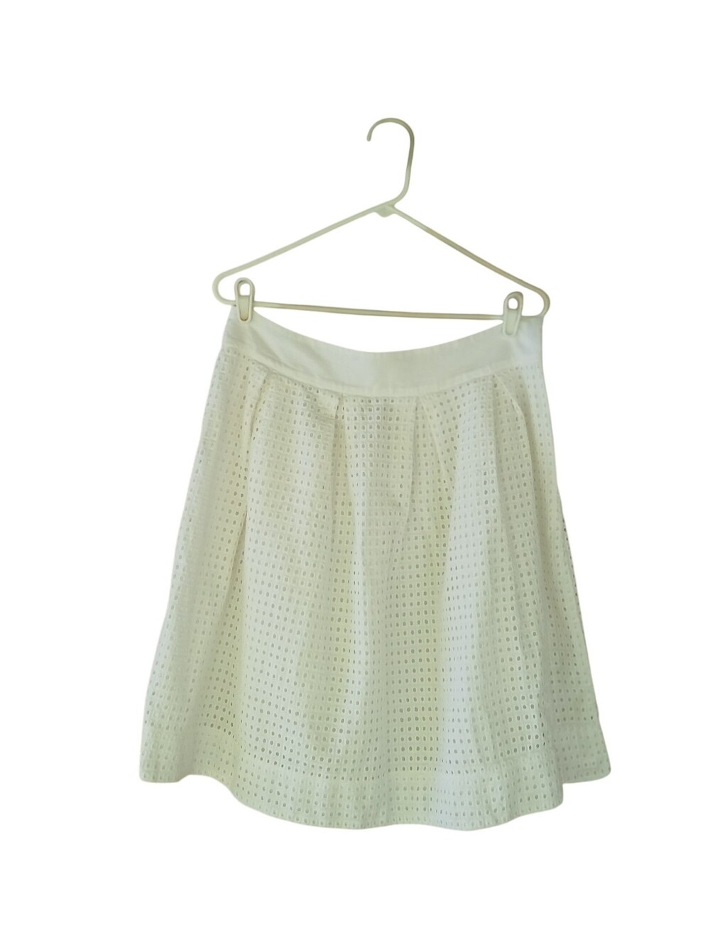 Bass White A Line Knee Length Lined Cotton Eyelet Skirt Size 12